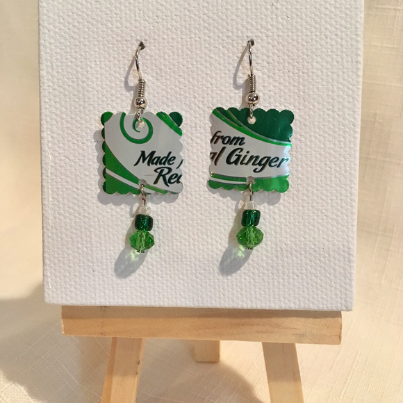 Handcrafted Jewelry - Canada Dry Ginger Ale Aluminum Can Earrings